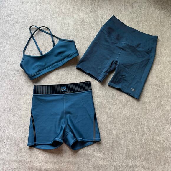 Alo Yoga Tops - Alo Yoga Eclipse Blue Three Piece Set